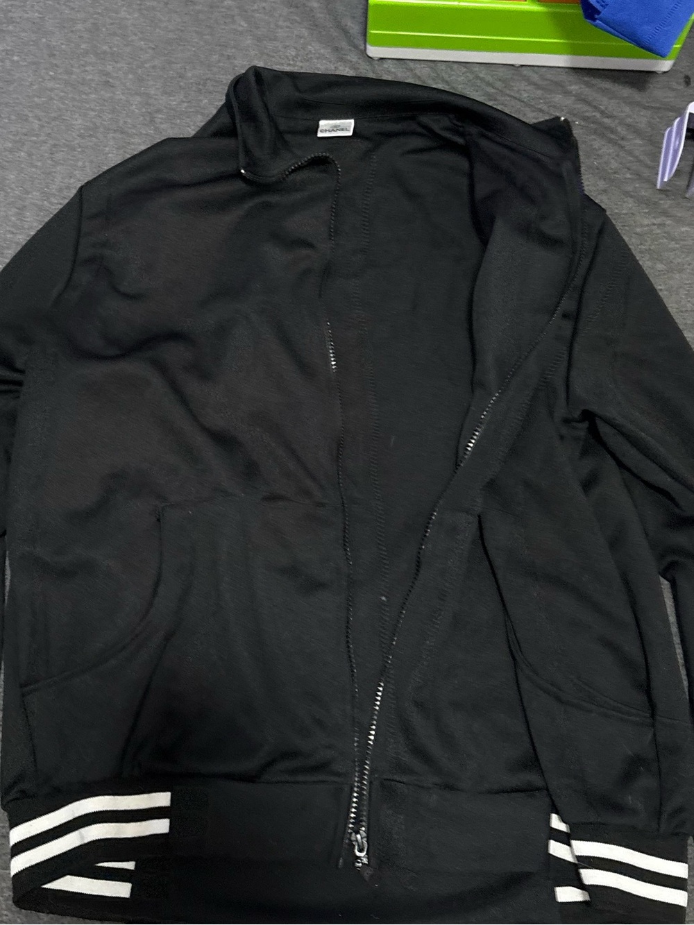 Black Full-Zip jacket with Stripe Hem & Joggers